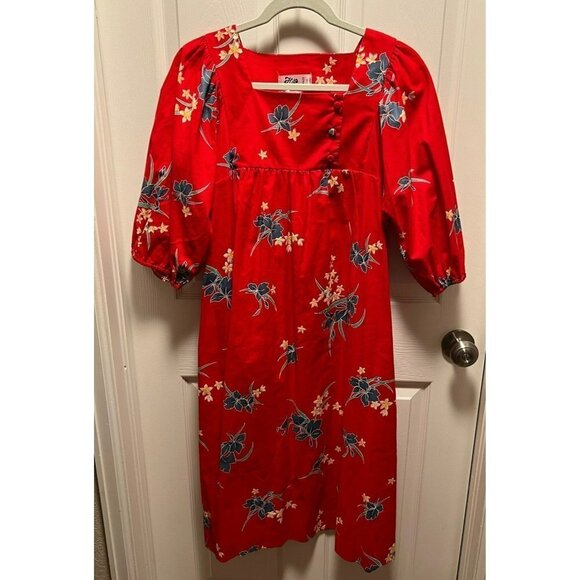 Hilo‎ Hattie's | Red Hawaiian Dress Made in Hawaii USA Sz L #490 - Picture 1 of 8
